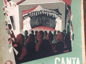 GENTE CANTA NA ALDEIA [1955]. RIBEIRO (Mário de Sampaio). (Escola gráfica Figueirense. Figueira da Foz. 1955. 120 paginas Com ilustrações a cores de António Vaz Pereira Livro publicado na " Colecção Educativa" Serie F - N 3 do Plano de Educação Popular  Livro da campanha Nacional de Educação de Adultos (ideologia Salazarista).