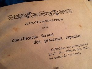 Apontamentos sobre classificação formal dos processos especiais 1914
